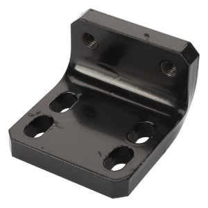 Introducing the AGCO Bracket - Acp0330800: a black metal bracket featuring four mounting holes and two threaded holes on a flat, angled surface. Perfect for your mounting needs.