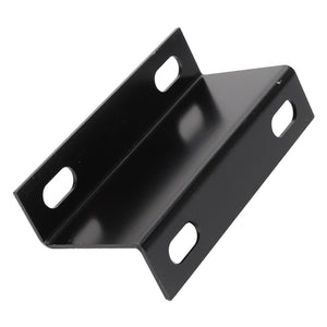 Presenting the AGCO | BRACKET - D28787425, a black metal bracket featuring four holes, specifically designed for mounting or support purposes. Please be aware that no additional product description information is available at this time.