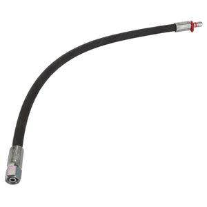 The AGCO Hydr. Hose - Acw3067460 by AGCO is a black flexible hose equipped with metallic connectors on both ends, featuring a male threaded fitting on one side and a female threaded fitting on the other. No additional product description information is available at this time.