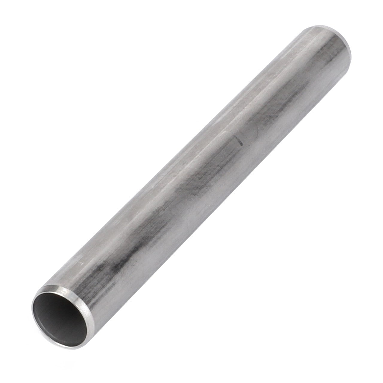 A cylindrical metal pipe with a smooth surface, shown against a white background, resembling the AGCO Hydraulic Tube - 3796290M1 known for its performance. The pipe appears hollow and has a consistent diameter throughout its length.