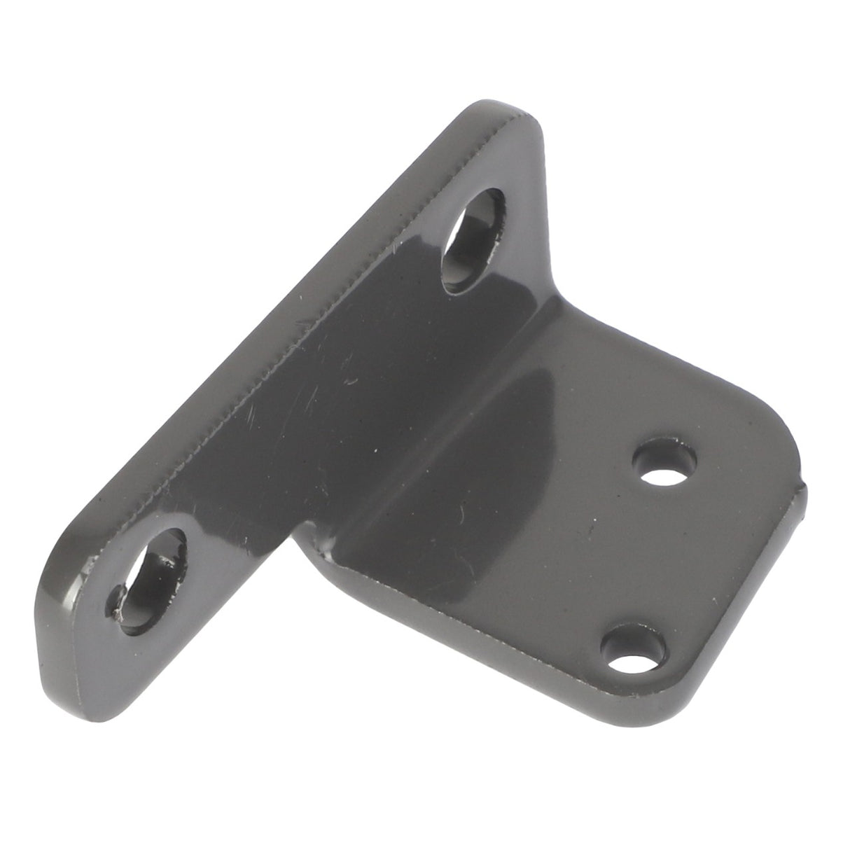 The AGCO Mounting Plate - Acx2888700 is a compact, dark-colored metal bracket featuring four circular holes designed for screws or bolts. No current product description information is available.