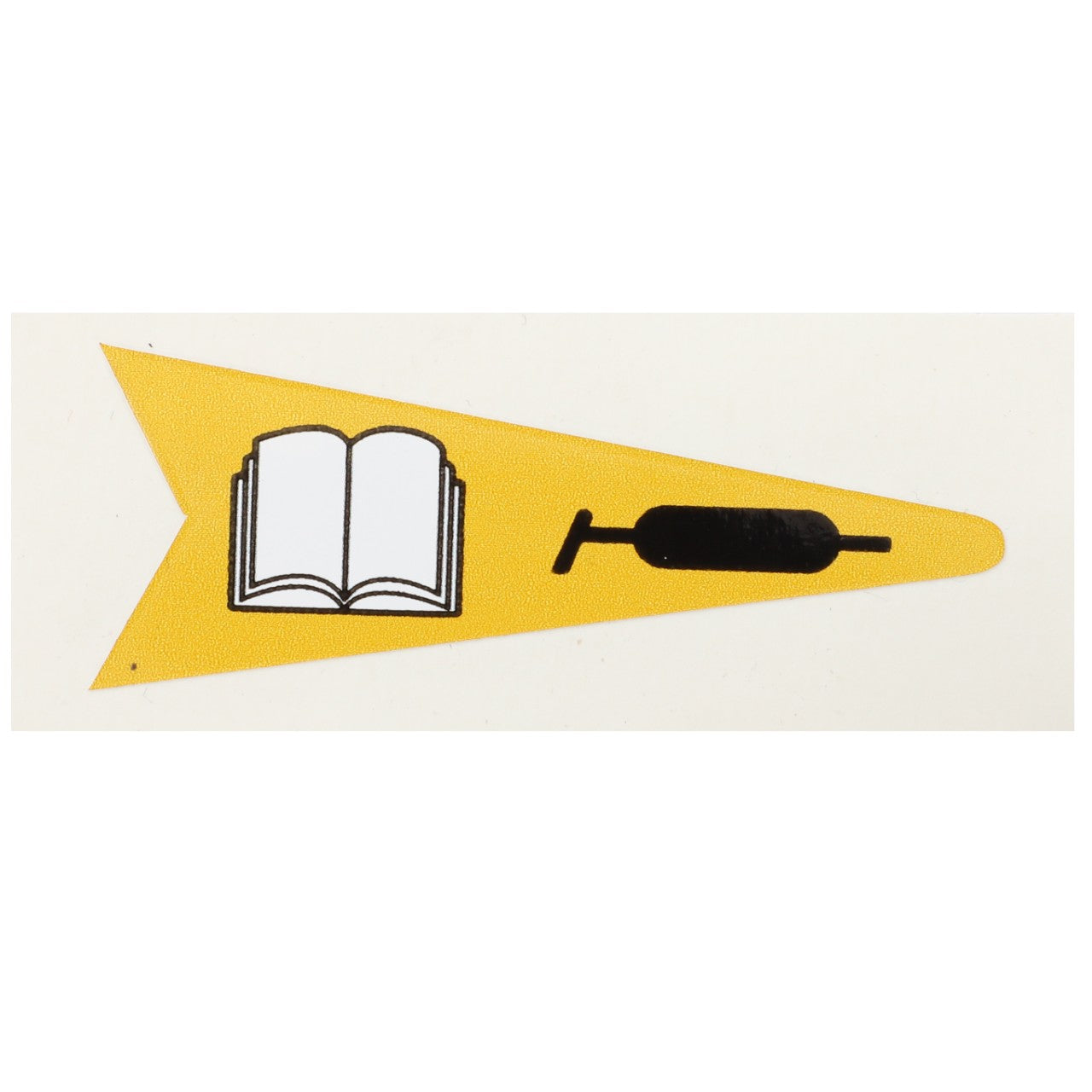 A yellow pennant featuring an open book and a rolling pin emblem; detailed description not provided for AGCO | Adhesive - Acp0306370 by AGCO.