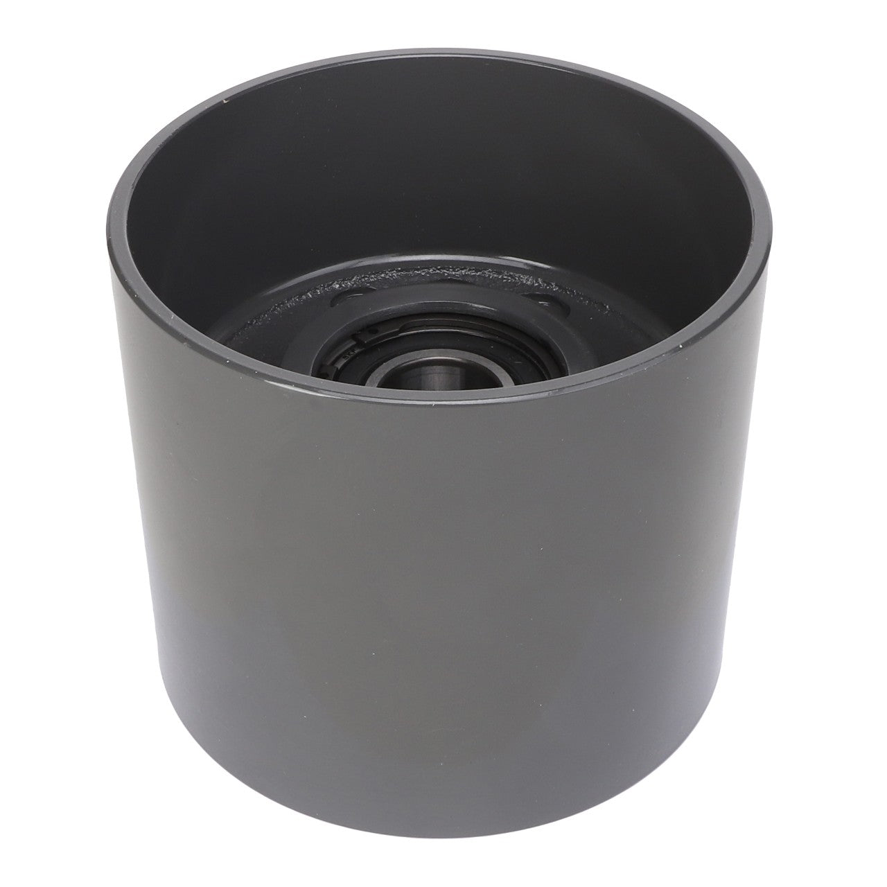 A black cylindrical container with an open top, revealing the AGCO Idler Pulley - Acw7360640 structure inside.