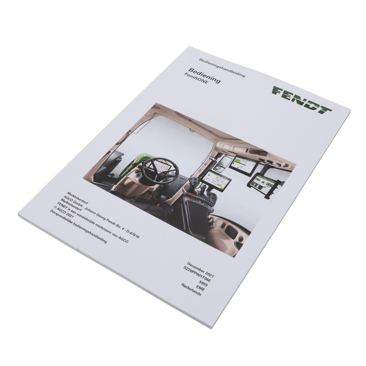 A user manual titled "AGCO | Operator's Manual - S220Pp001T06E" by AGCO, featuring an image of the vehicle's interior dashboard and control systems on the cover. No current product description is available.