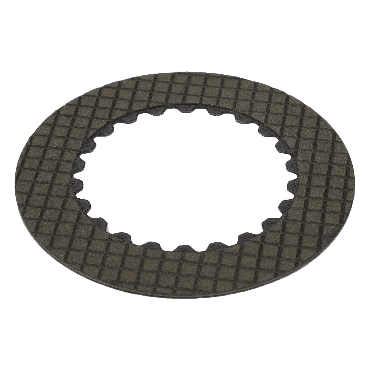 The AGCO | DISC - 0.008.5074.2 is a circular friction clutch plate featuring a textured surface and toothed inner edge, designed for use in automotive and machinery applications. For product questions or ordering details, please contact support at AGCO.