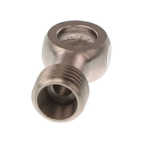 Close-up view of the AGCO Banjo Union - F530200090700, featuring a metal fitting with a threaded end and a circular opening. No current product description available.