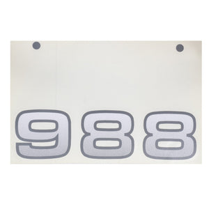 The AGCO DECAL - AL11135493 showcases the number 988 in large, bold, gray digits on a pristine white sign.