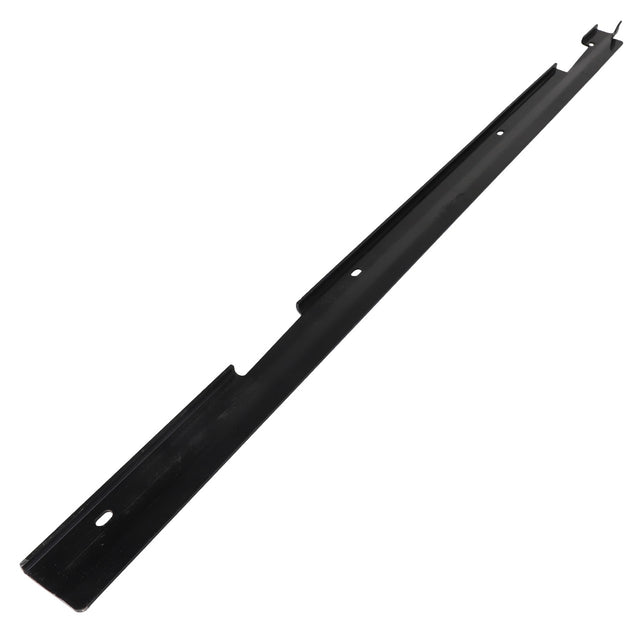 Product Description: The AGCO Profile - 4280529M1 is a long, thin black metal strip featuring several holes and notches along its length.