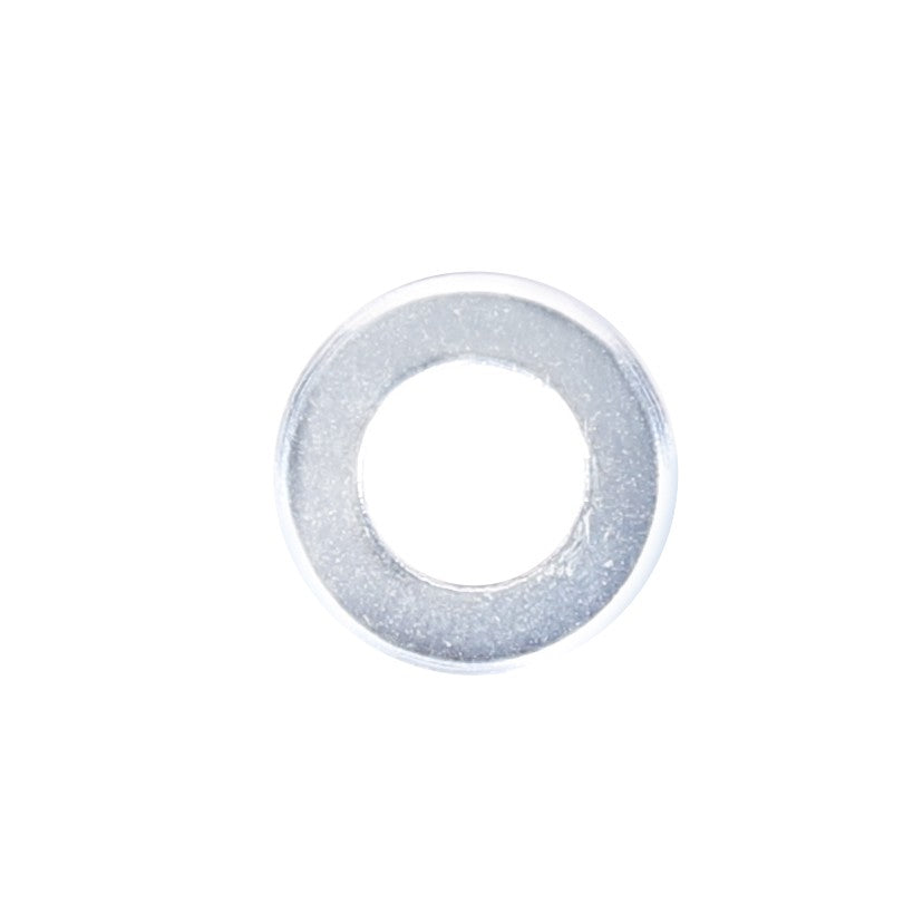 A metallic washer with a circular hole in the center, similar to components found in Fendt Models, viewed from above on a white background, identified as AGCO | Disc - X450003908000.