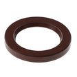 A brown circular rubber gasket, identified as the AGCO Lip Seal - Acp0287690, featuring a smooth surface and an inner hole is placed on a white background. No current product description is available for this product, enhancing its enigmatic appeal.