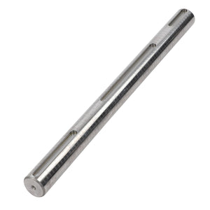 The AGCO SHAFT - D28274026 is a cylindrical metal rod featuring three evenly spaced slots along its length. Currently, there is no additional product description information available for this item.