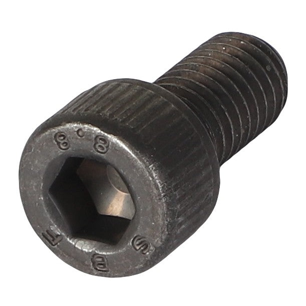 A close-up image of the AGCO | Hex Socket Screw - Va021390, featuring a threaded body and a cylindrical head with a hexagonal recess for an Allen key. This high-quality screw appears to be made of durable metal.