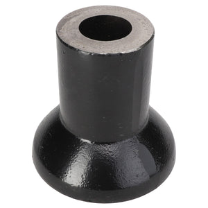 Close-up of the AGCO Spacer - Acp0018450, a black, cylindrical metal object with a wide base and a hollow center. The surface has a glossy finish. No current product description available.