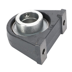 The AGCO Bearing and Housing Assembly - D41715800 features a gray cast steel bearing housing with a circular hole and mounting holes on two sides.