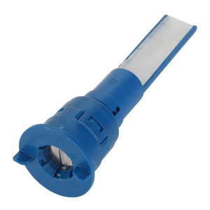 The AGCO | WARNING DECAL - ACP0535820 by AGCO is a blue plastic device featuring a cylindrical base and a long, narrow, flat extension, designed for extended filter life.