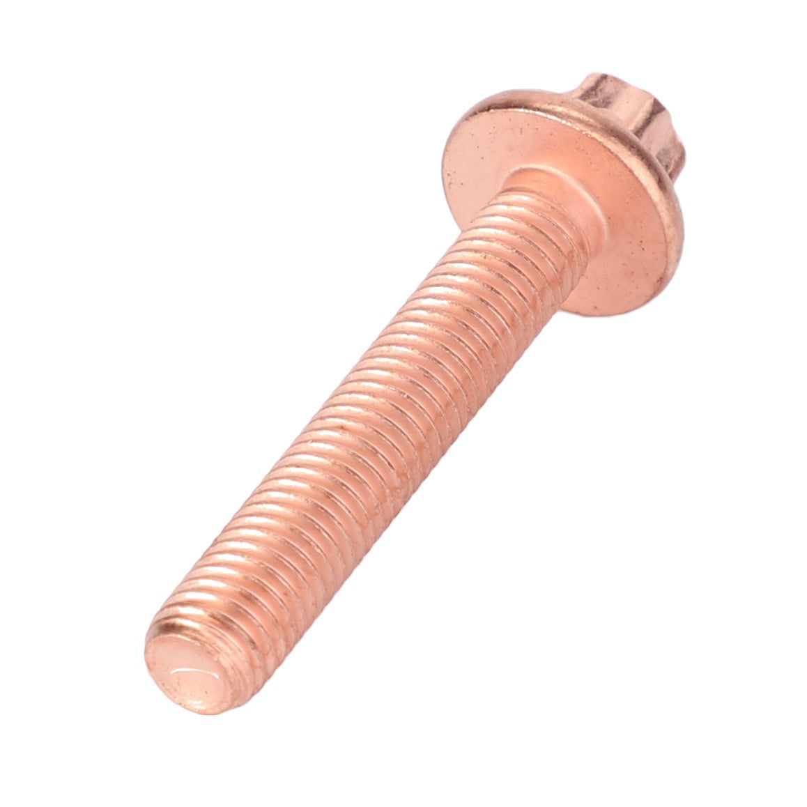 A copper-colored AGCO washer head bolt (model F926200100200) with a hexagonal washer head and threaded body, displayed against a white background. Current product description information is unavailable.