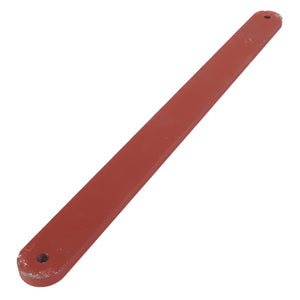 The AGCO | Link - D28284223 is a rectangular, red metallic bar with two rounded ends, each featuring a hole for fastening, perfect for Valtra Models.