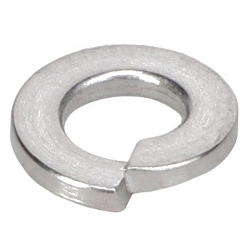 The AGCO | LOCK WASHER - AG515122 by AGCO is a metal split lock washer with a single cut through its circumference, designed to prevent the loosening of bolts or screws due to vibration.