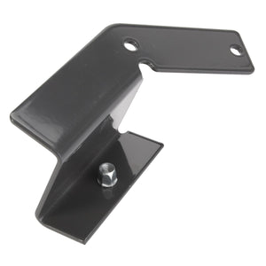 The AGCO Bracket - Acw1850260 is a black metal bracket featuring a protruding nut and two holes on the top corners for easy mounting.