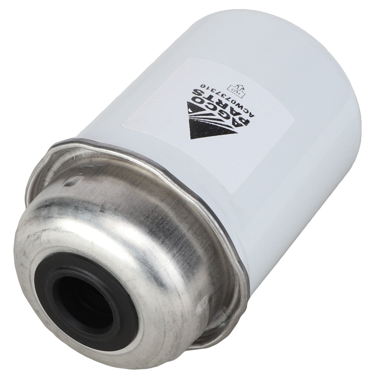 A white cylindrical oil filter with a metal base and a rubber gasket, branded as AGCO | Fuel Element - Acw0737310 by AGCO. No current product description information is available.