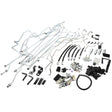 A collection of various automotive parts, including metal pipes, hoses, bolts, brackets, and other components arranged on a white background. This is the AGCO Hydraulic Kit - Acp0634080 by AGCO. No product description available.