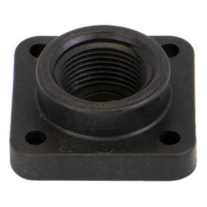 The AGCO | PLATE - AG006564 is a black metal square flange featuring a central threaded hole and four peripheral mounting holes. Ideal for various applications, this product ensures stability and precision. For more details or ordering assistance, please contact our support team.