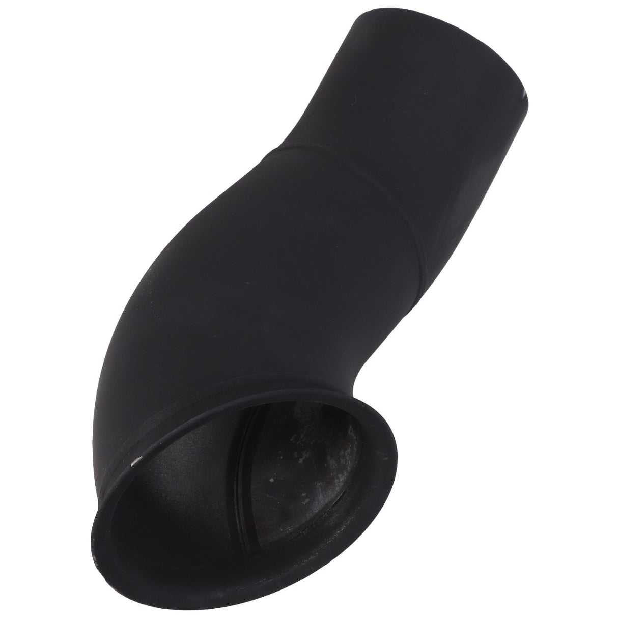 Image of the AGCO TUBE - AG130376, a black rubber elbow pipe fitting with a curved design, typically used in plumbing or industrial applications to connect two sections of piping at an angle. Note: No current product description information is available.