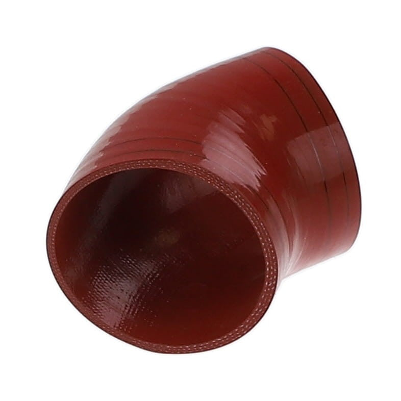 An AGCO Rubber Elbow – Acw4351230, a red 45-degree silicone hose with a glossy finish, is commonly used in automotive or industrial applications. Please note, detailed product information is currently unavailable.