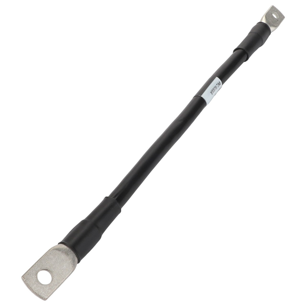 No current product description available for AGCO's black electrical cable (Acw012324A) with metal connectors at both ends, one larger than the other.