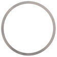 A thin, metallic circular ring with a smooth finish is shown against a white background, perfectly designed for tractor fitment in MF models. This product is the AGCO | Shim - 3796206M1 by AGCO.