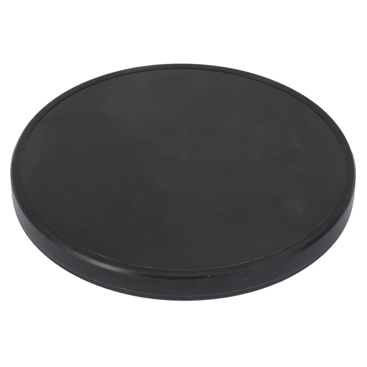 A black round rubber mat with a sleek, smooth surface, perfect for yoga or exercise—introducing the AGCO Seal Cap - Acp0287210.