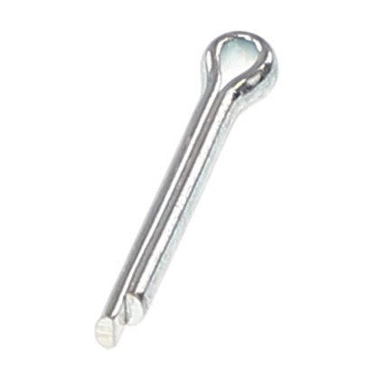 The AGCO SPLIT PIN - AL5016997, a sturdy metal cotter pin featuring a looped head and split shank, is displayed against a pristine white background.