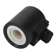 A product labeled AGCO | Magnet Coil - F117951130020, featuring a small, cylindrical black solenoid valve with a white inner ring and a connector piece on the side, is displayed against a plain white background. No current product description available.