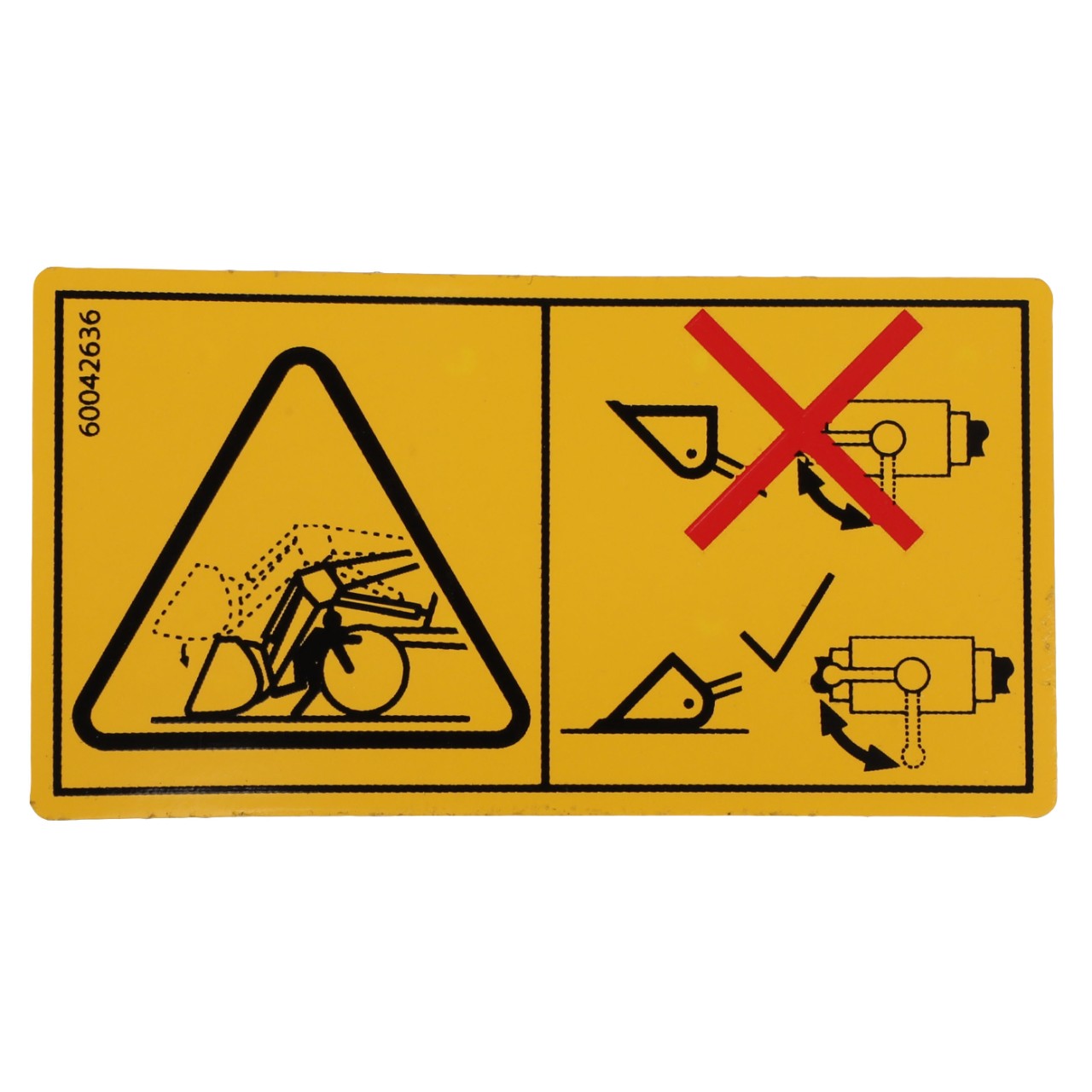 The AGCO warning decal (ACP0440370) features a yellow label displaying a caution symbol for falling debris. It also includes illustrations highlighting correct and incorrect methods for securing a load, with the incorrect method indicated by a red 'X'. For any inquiries, please contact our support team.