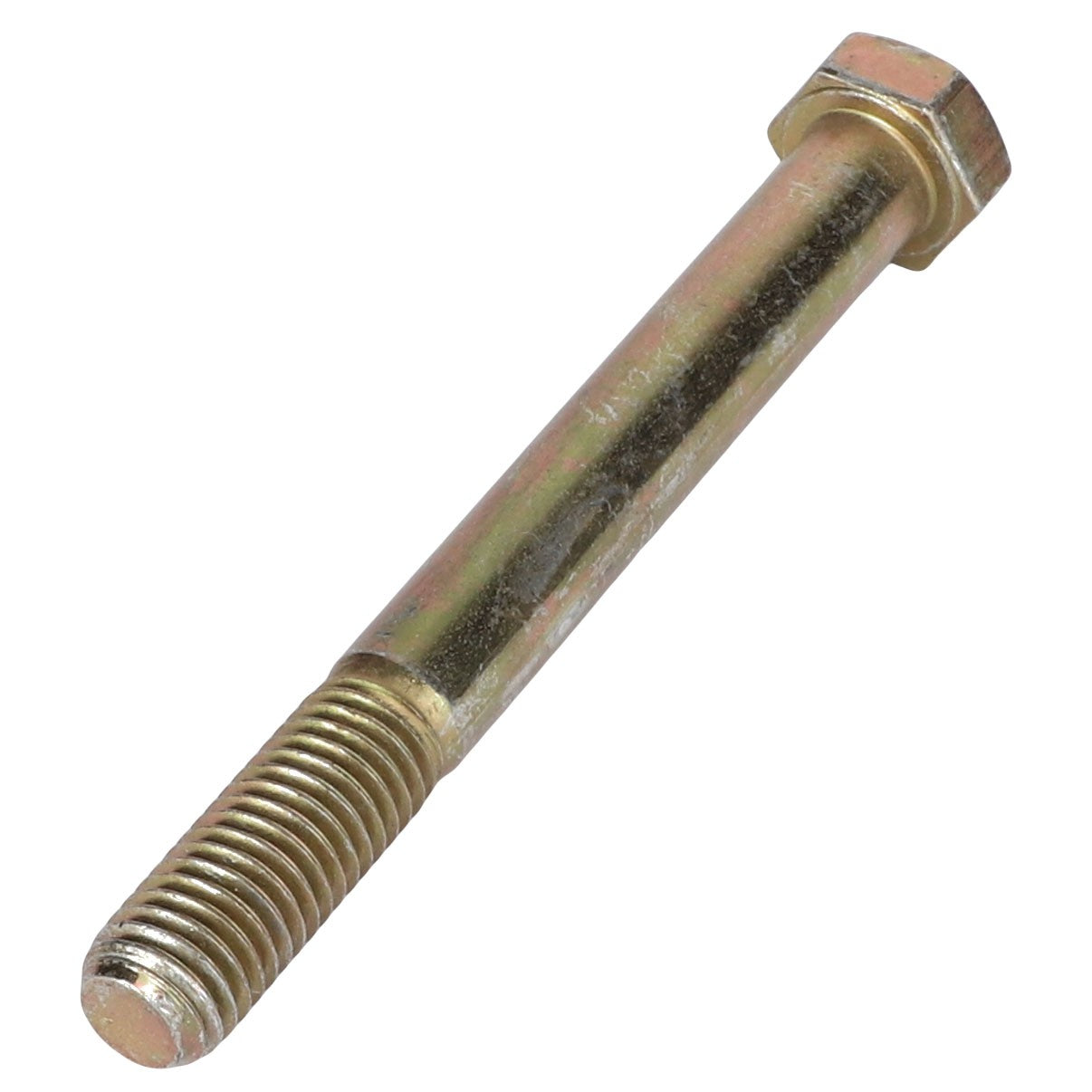 Currently, no product description information is available for the AGCO | HEXAGONAL HEAD BOLT - AG563056 from the brand AGCO, which features a metallic hex head with a threaded end and smooth shank section.