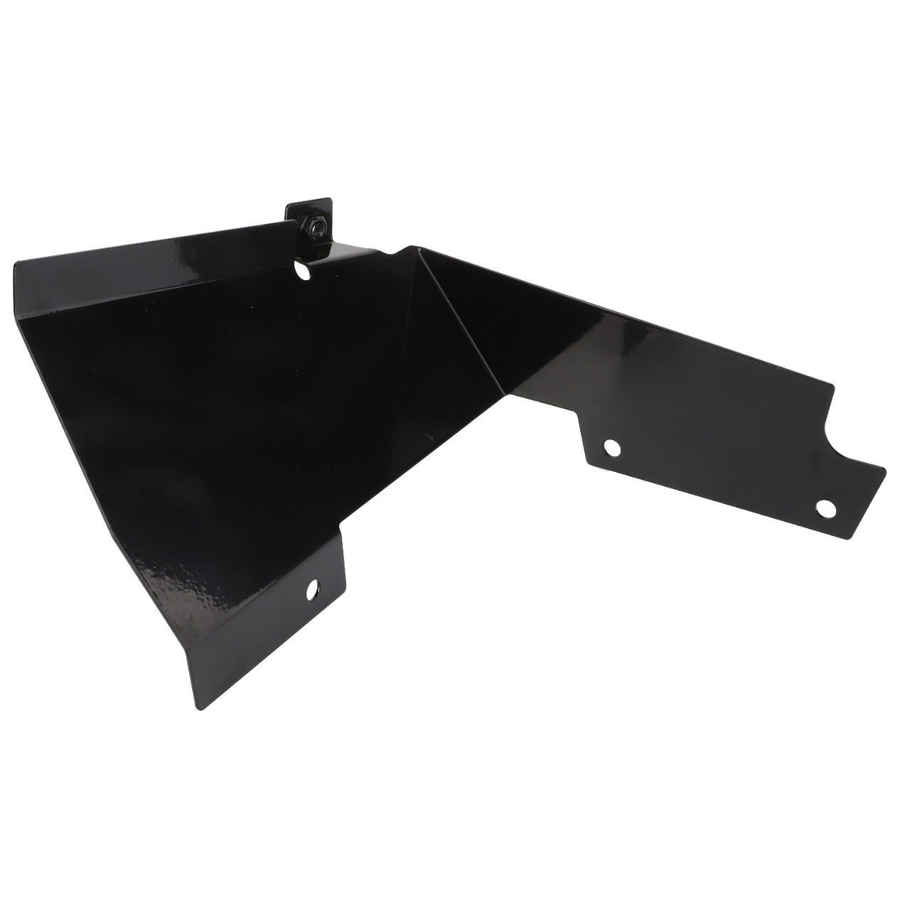 The AGCO | Exhaust Shield - Acw345125B by AGCO is a black, metal, angular bracket with multiple bends and holes. There is no current product description available.