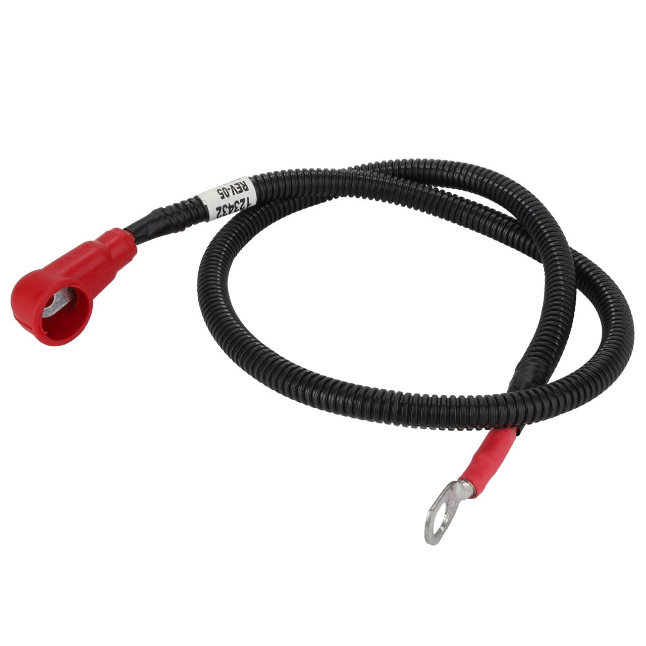 A black AGCO electric cable (AG123432) featuring a red cap terminal on one end and a circular metal terminal on the other. No current product description information is available.