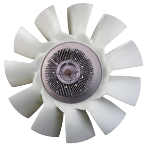 The AGCO | Fan - Acw051190B is a sleek, white cooling fan with multiple blades arranged in a circular pattern. It features an intricately detailed metallic central hub and is designed for both efficiency and style, making it an elegant complement to any modern decor.