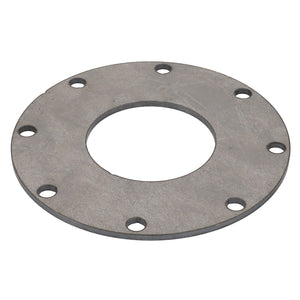 Product Description: The AGCO Disc - Fel103162 is a round, flat metal disc featuring a large central hole with six smaller holes evenly spaced around the perimeter.