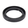 The AGCO | Gasket, Gearbox - D45409700 is a circular black rubber oil seal with a visible metal spring at the inner edge, designed to prevent leaks in machinery and ensure high-performance demands in manufacturing consistency.