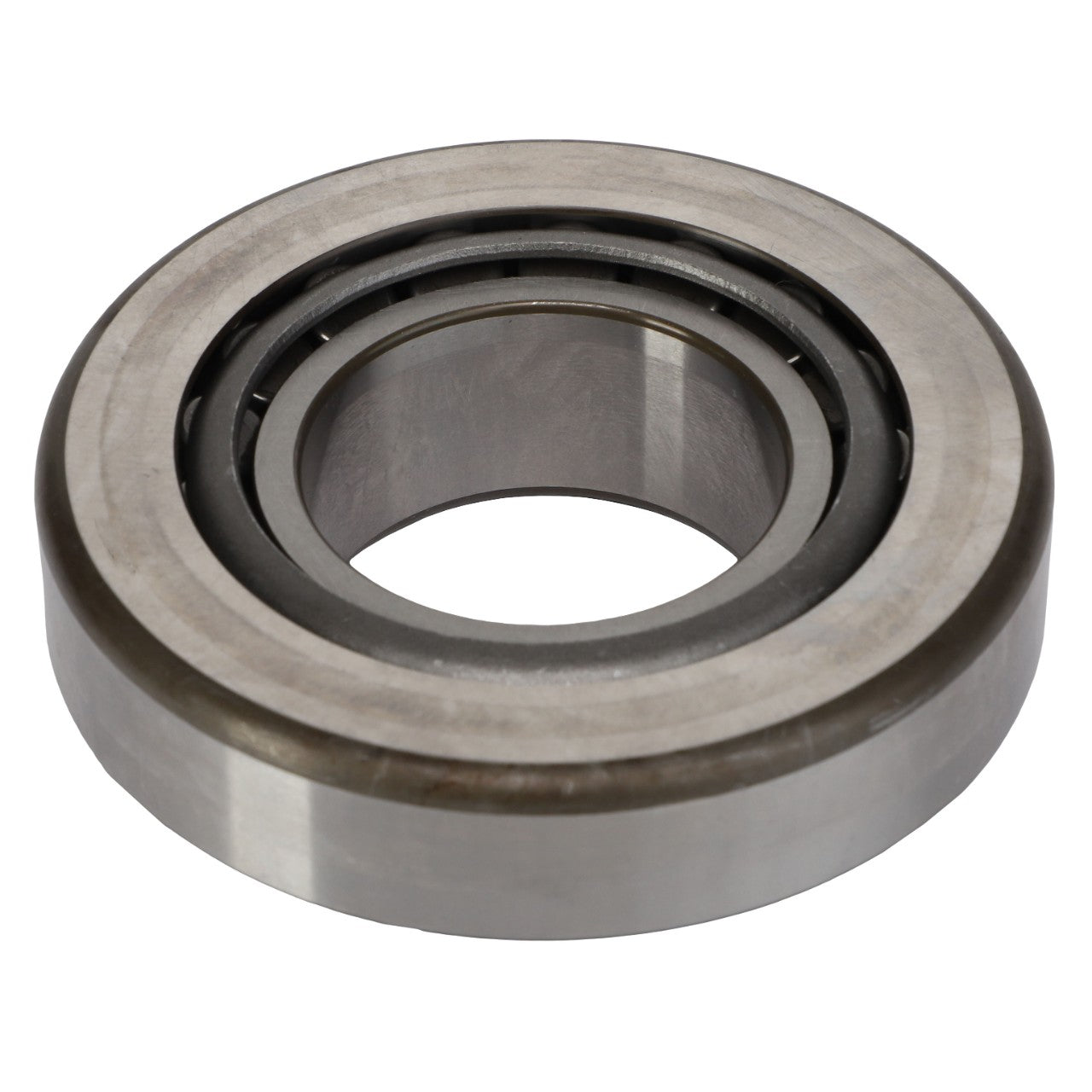 Introducing the AGCO Roller Bearing - F716300020180, a robust metal bearing featuring an inner and outer ring with clearly visible ball bearings in between.