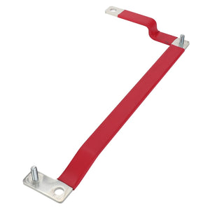 The AGCO | Buss Bar - Acx2881660 features a red insulated metal bar with mounting holes on each end and includes two bolts for attachment. No current product description information is available.