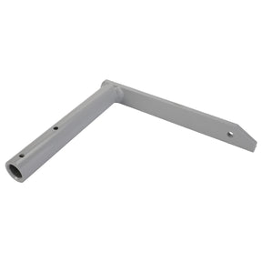 The AGCO Right Hand Lever - D28284226 is a gray, L-shaped metal bracket featuring a cylindrical extension on one end and a flat, rectangular base with a hole for mounting. Currently, there is no additional specification information available for this product.