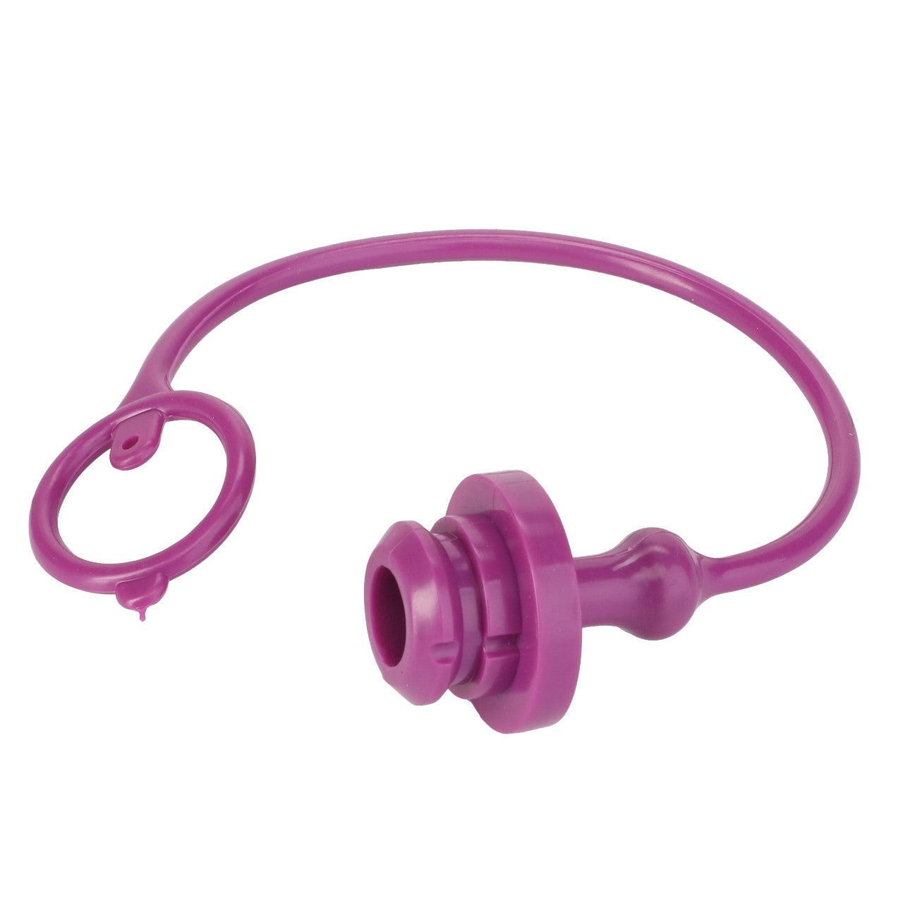 Introducing the **AGCO | Plug - Acp0671390** by AGCO: A purple silicone bottle stopper featuring an attached loop for convenience.