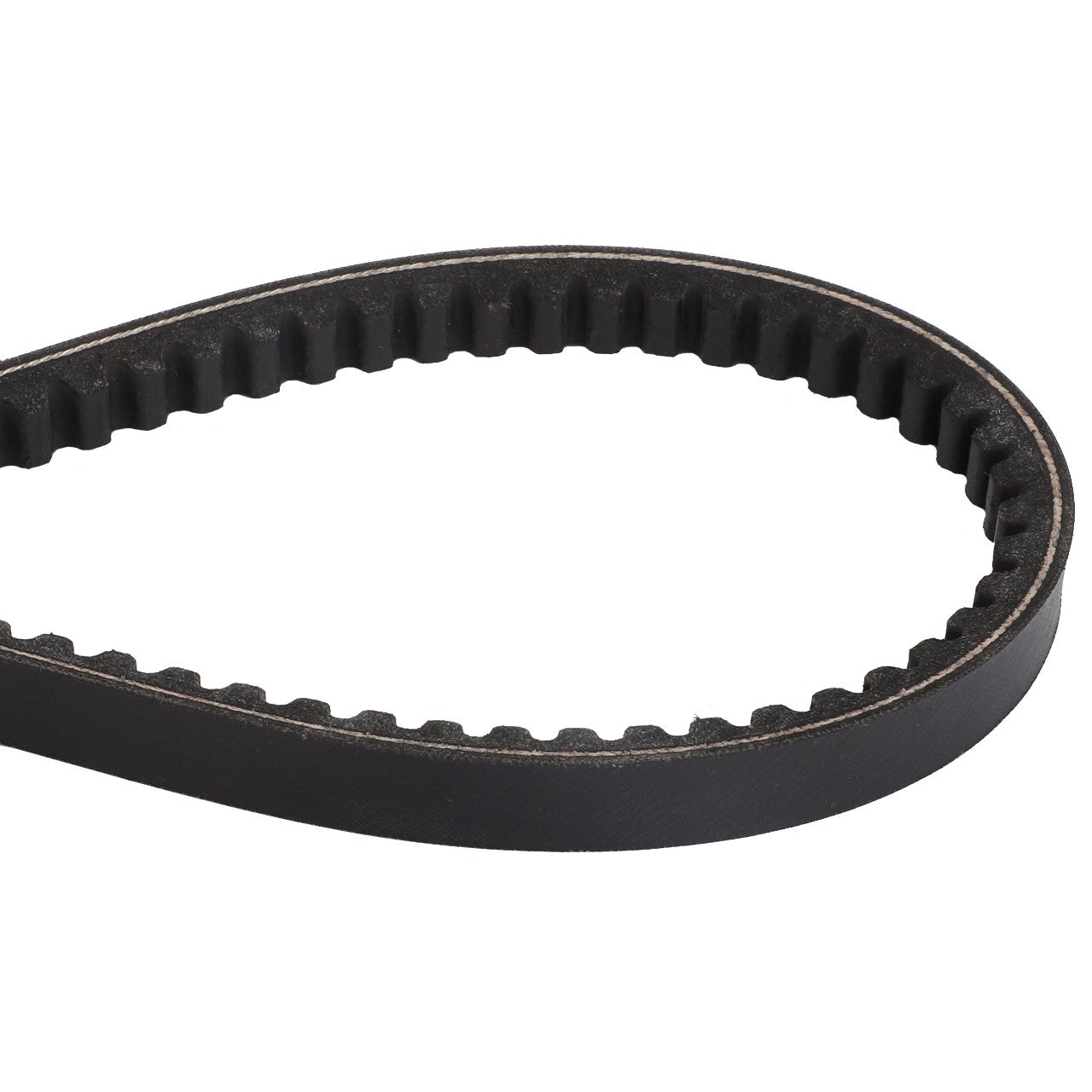 A close-up image of the AGCO V-Belt (Model: D41929100), made from black ribbed rubber and looped in a teardrop shape, is available.