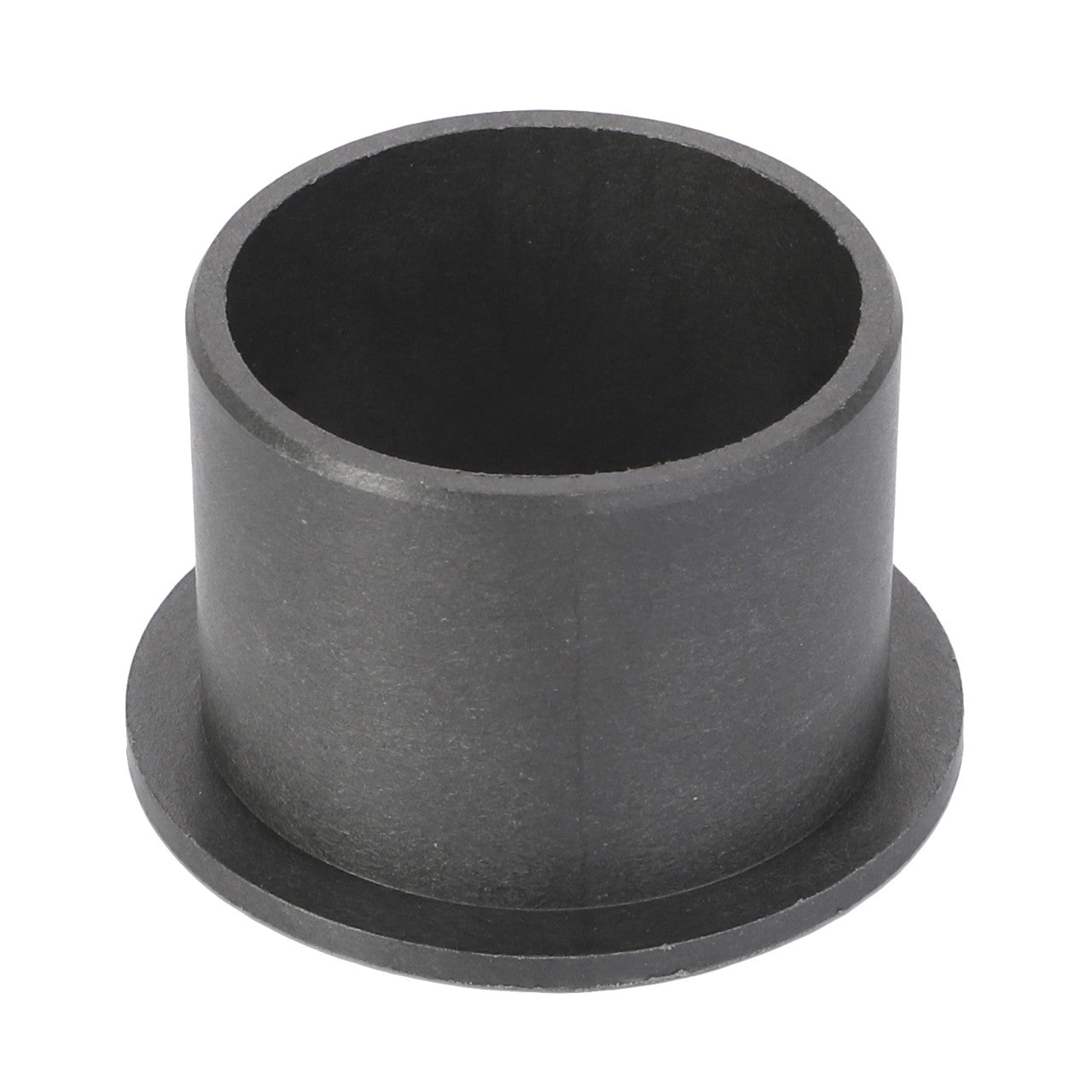 A black, cylindrical plastic bushing with a flanged edge, identified as the AGCO | Flange Bushing - Fel150920 from the brand AGCO, is shown against a white background. No current product description available.