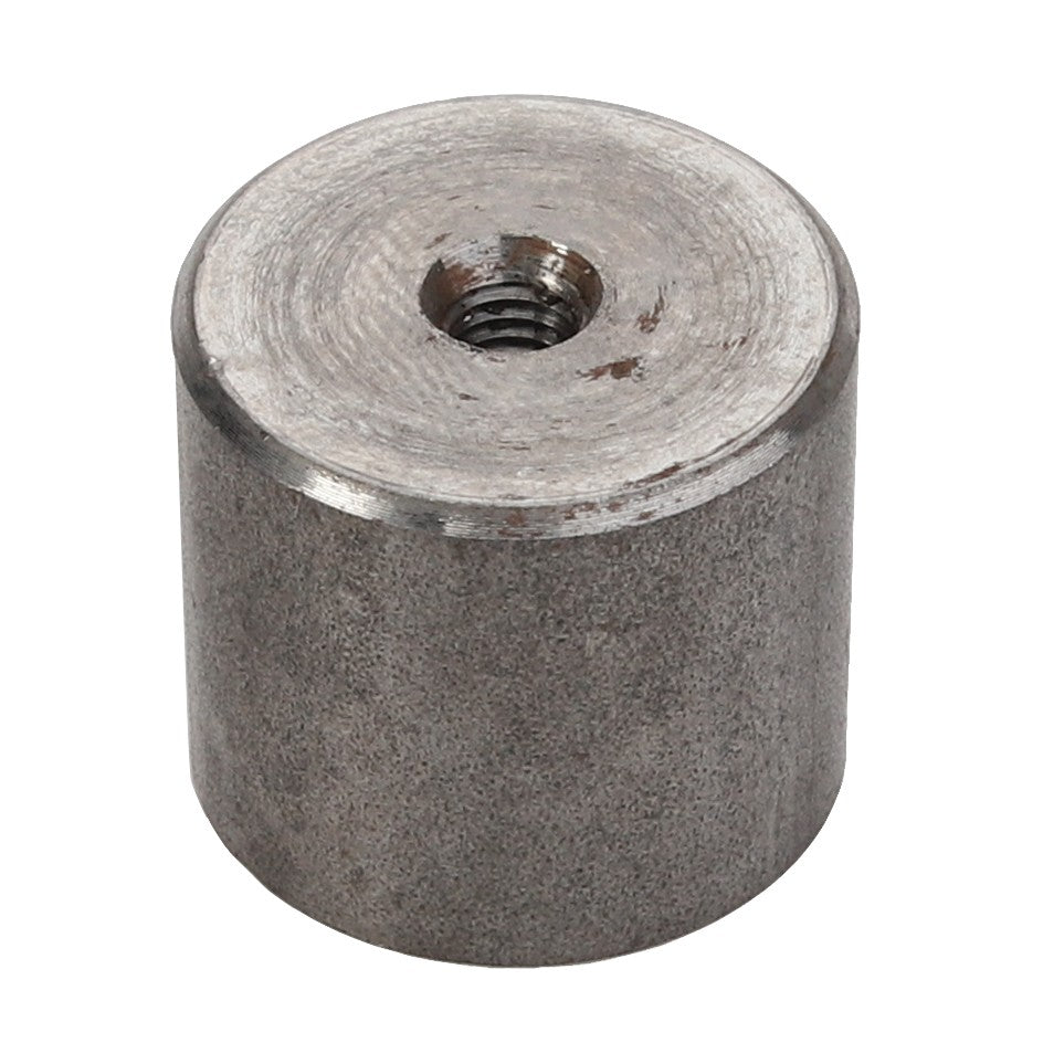 The AGCO BUSH - D28786572 is a cylindrical metal component featuring a threaded hole at its center, commonly utilized as a fastener or connector in machinery or tools. No detailed product description information is currently available.