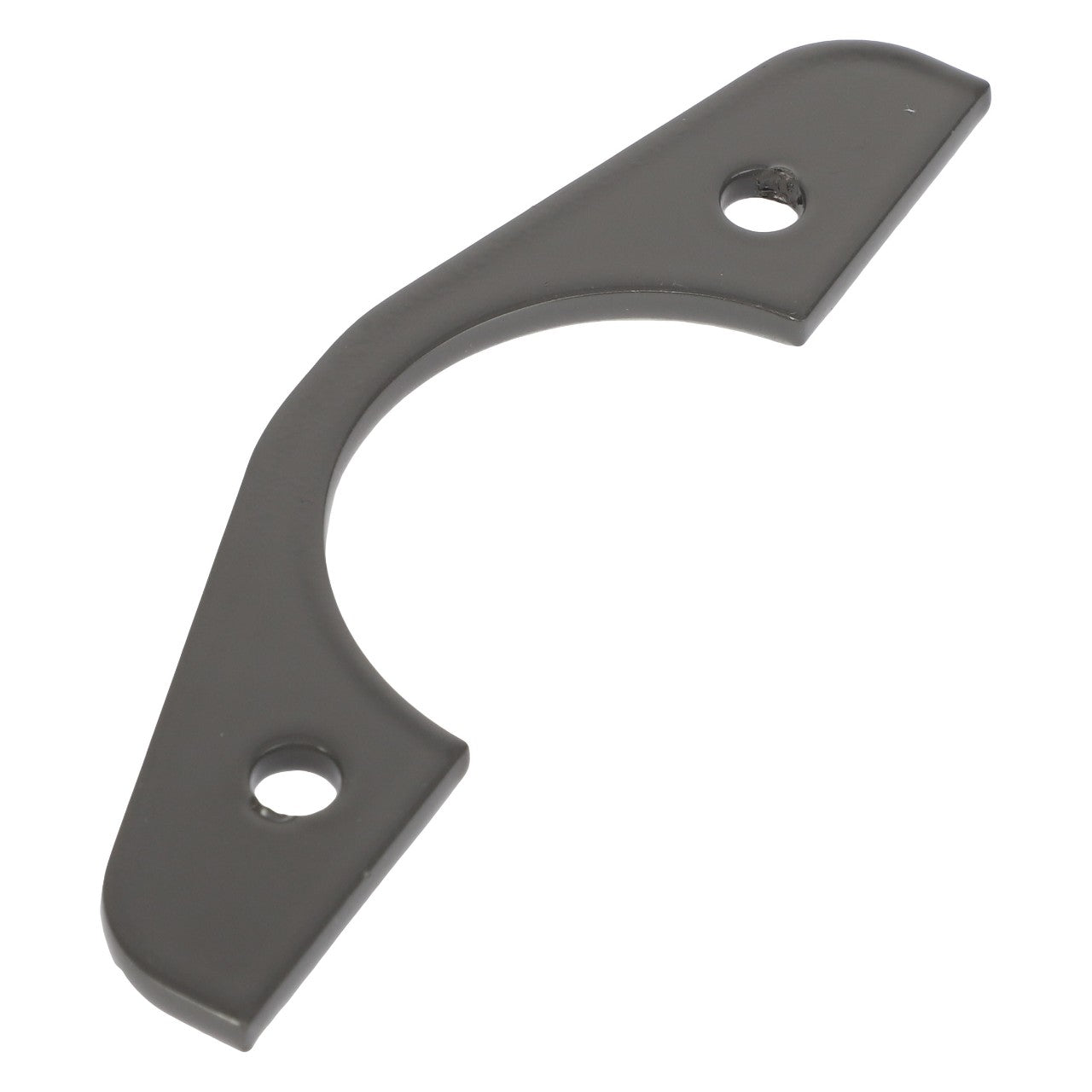 The AGCO Clamp - Acw5458340, a semi-circular metal bracket with two holes on each flat end, is currently listed without any product description information available.