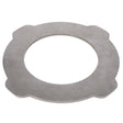 The AGCO Plate - Acp0287450 is a flat, circular metal washer featuring a large central hole and four small raised sections around the outer edge. No current product description is available.