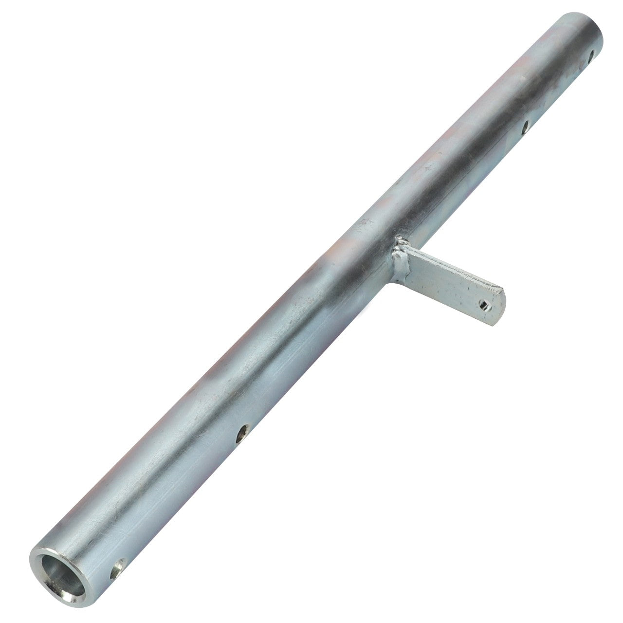 The AGCO | SHAFT - D28285251 is a polished metal rod featuring multiple holes and an attached bracket, designed as a component for mechanical or structural systems. Brand Name: AGCO. Product description information is currently unavailable.